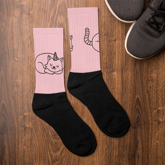 Que cat print socks